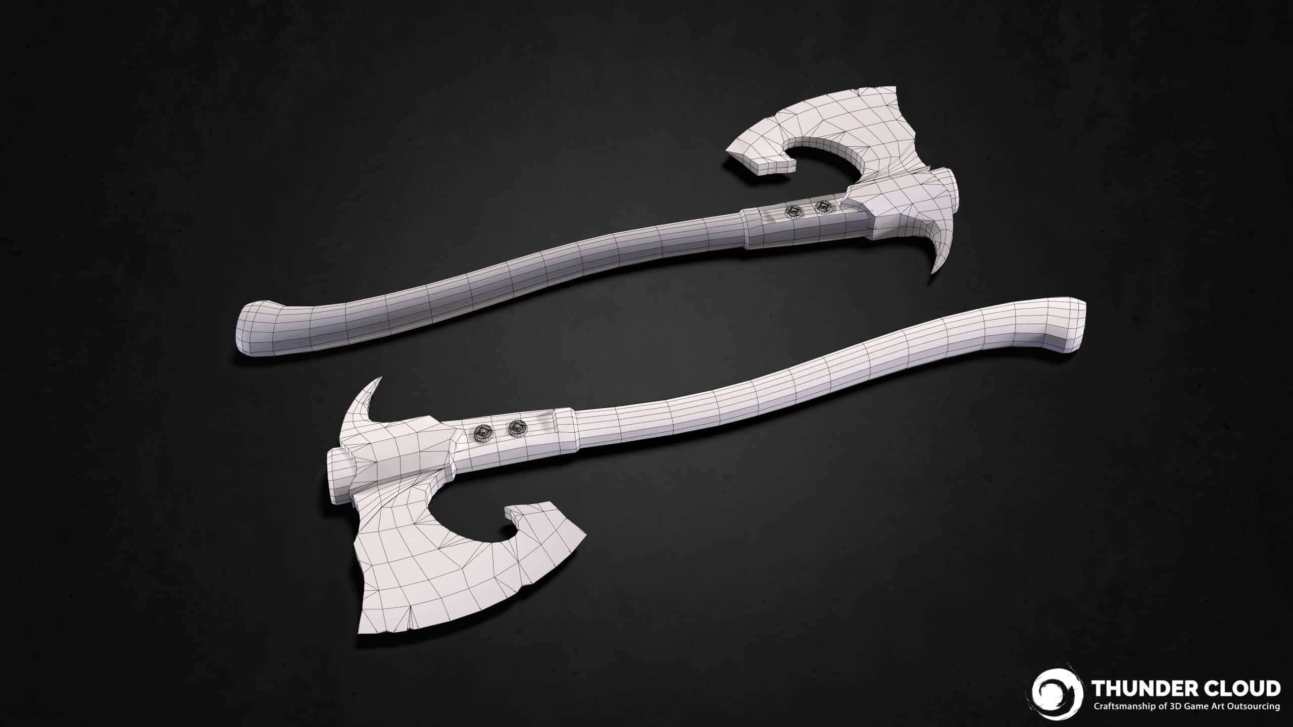 Axe_Showcase_Wireframe 3D Weapon AA+ Viking set