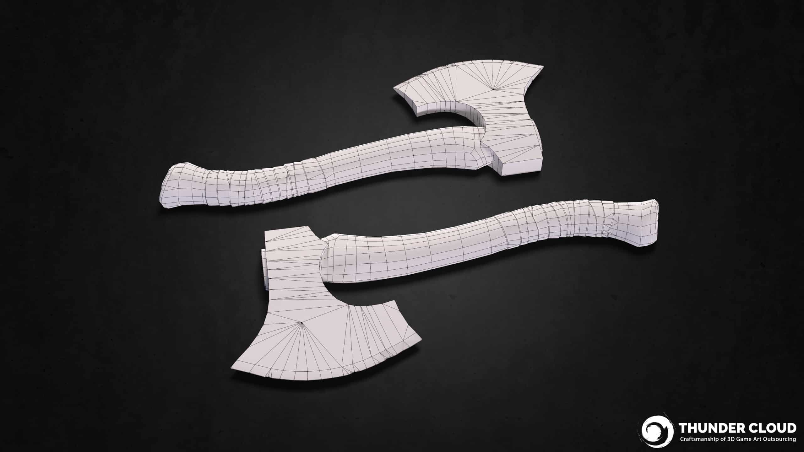 SmallAxe_Showcase_Wireframe 3D Weapon Model AA+ Viking set