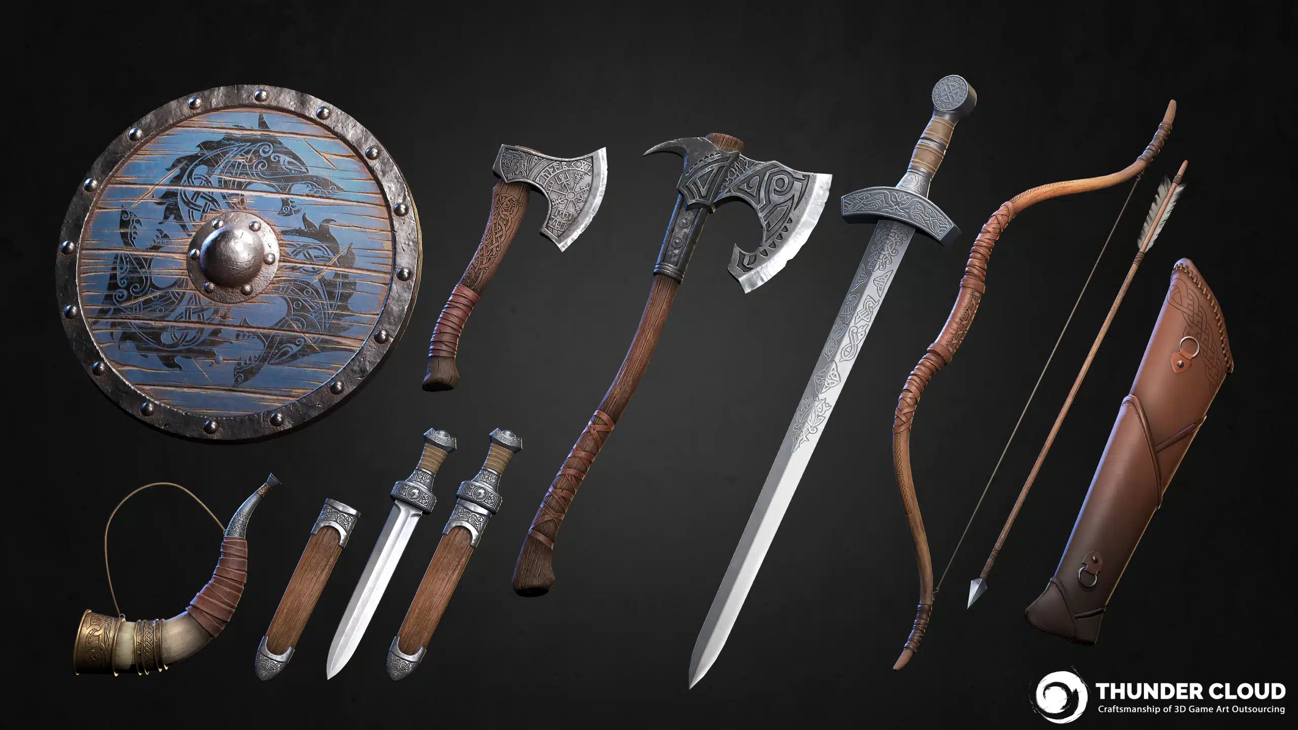 3D Weapon Model AA+ Viking set