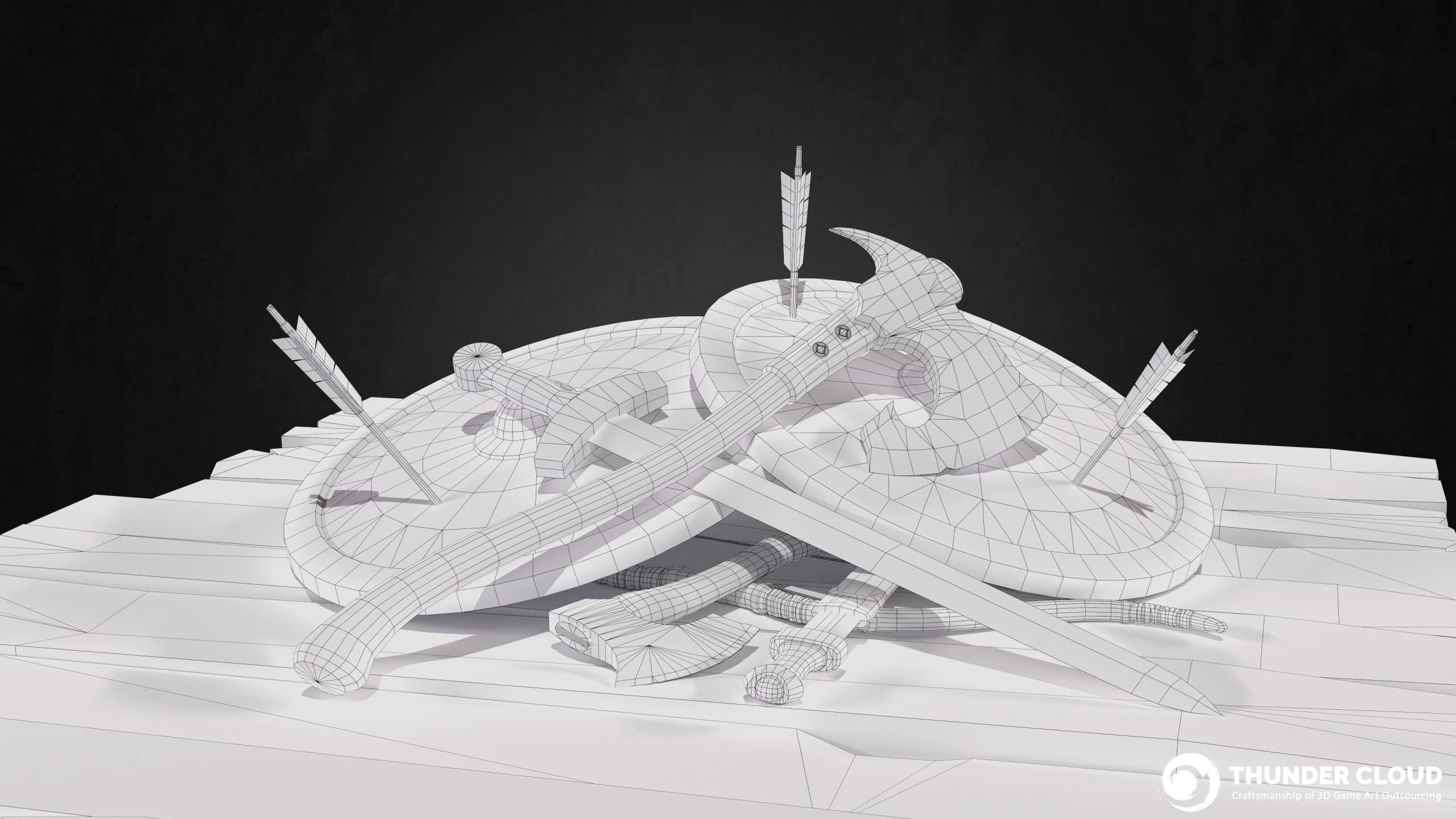 Weapon_MainIMG_Wireframe_001 3D Weapon Model AA+ Viking set