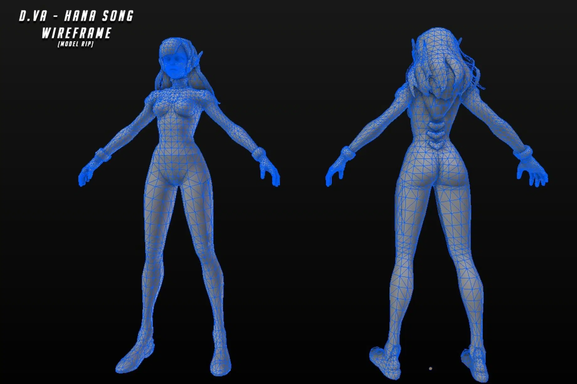 Model in-game of D.Va from Overwatch - one of the stylized games with very high-quality models at the moment. - Cre:https://80.lv/articles/overwatch-wireframes/