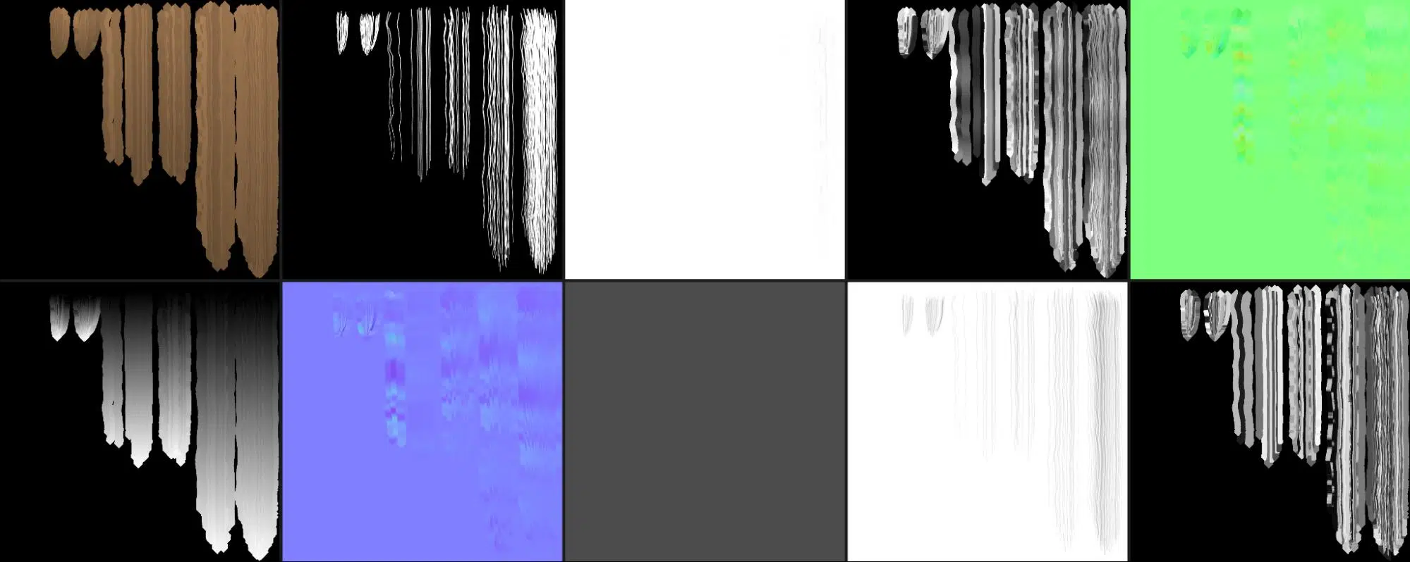 Maps used for hair material setup.