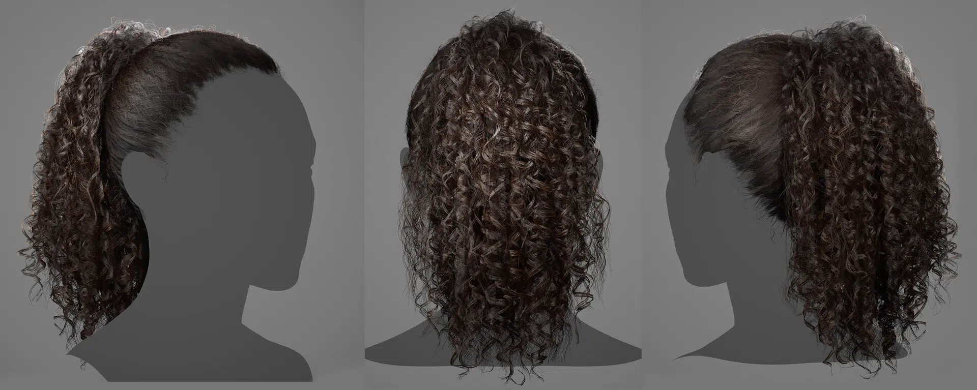 Curly ponytail hair by Valeria Zagami - https://www.artstation.com/artwork/9EYy8R