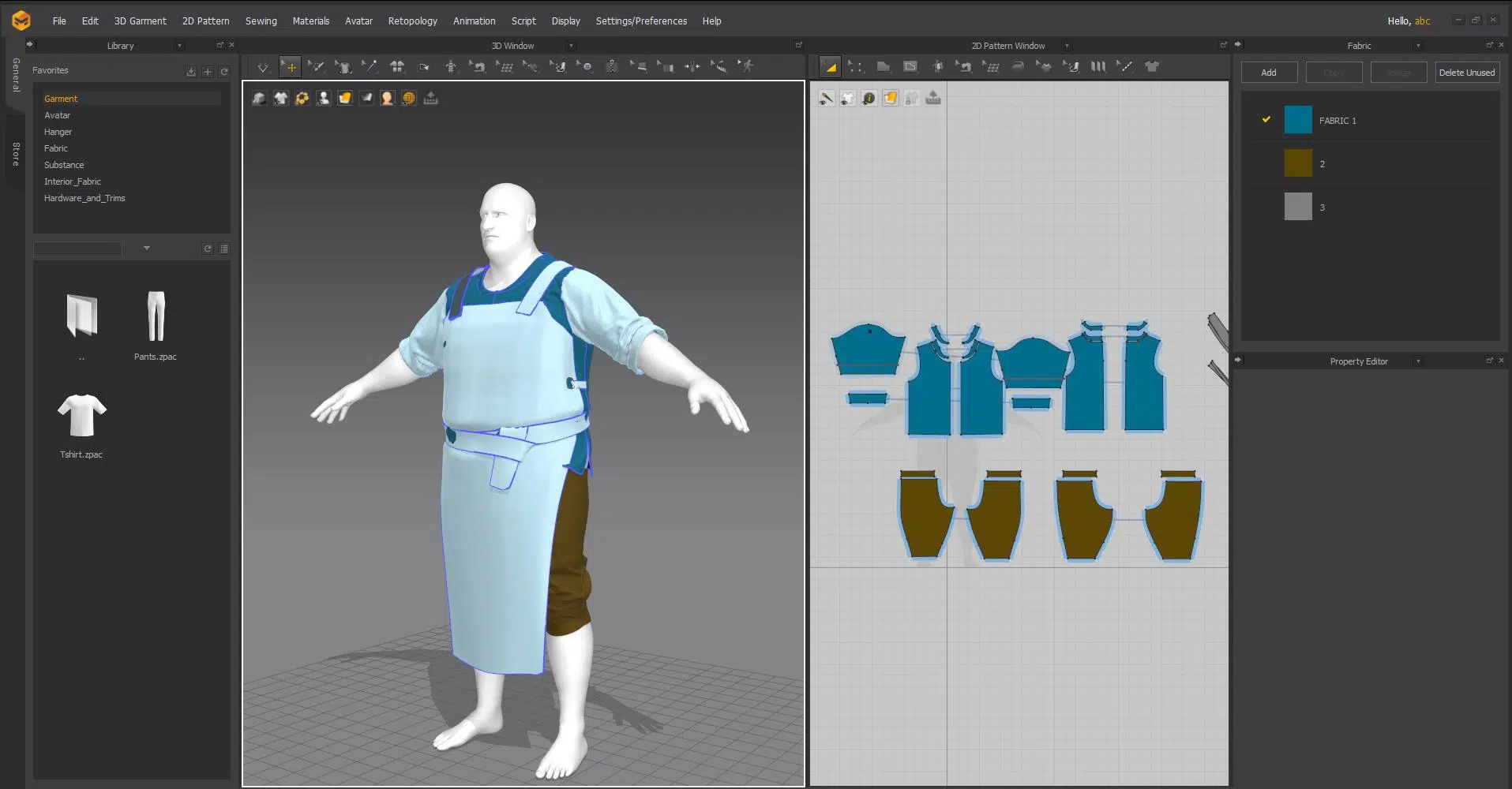 Clothing is quickly blocked out using Marvelous Designer