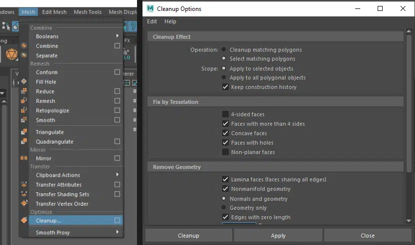 Maya's Cleanup Tool