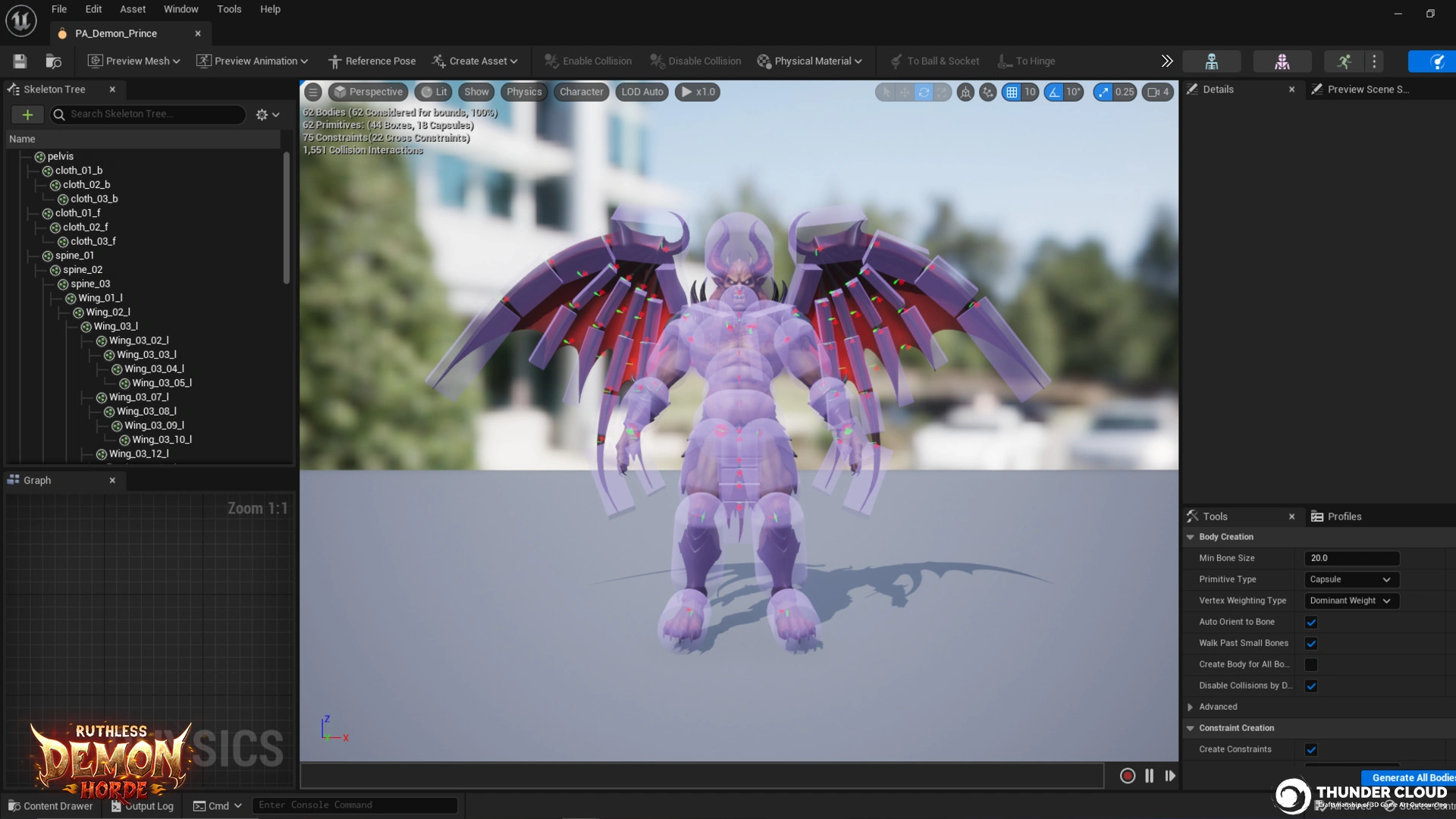 DemonPrince_In-Engine-Test Stylized 3D Demon Prince character validated in Unreal Engine 5 for visual quality and animation performance.